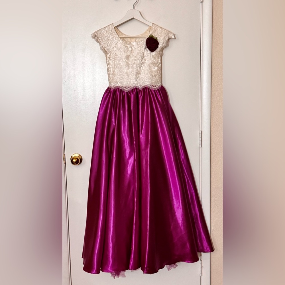 Jona Michelle Fuchsia and White Formal Kids Dress